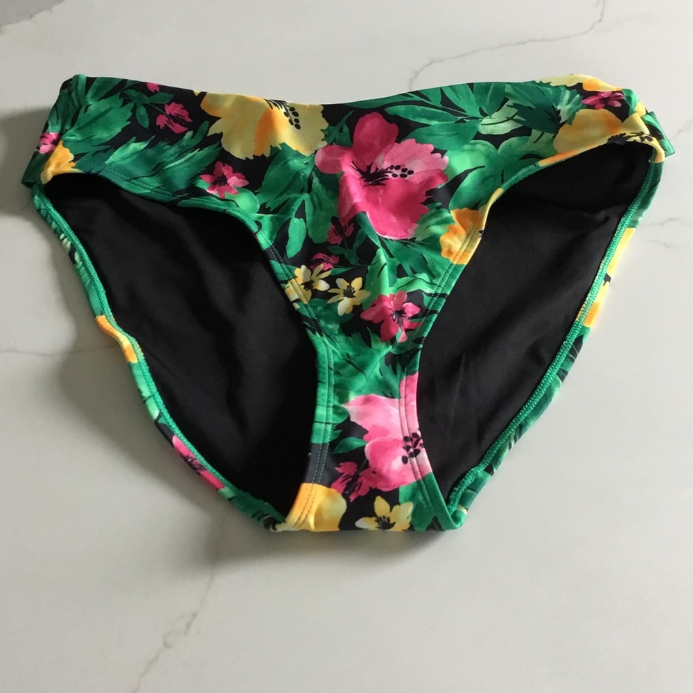Old Navy Tropical Floral Bikini Bottoms in Green, Pink & Yellow
